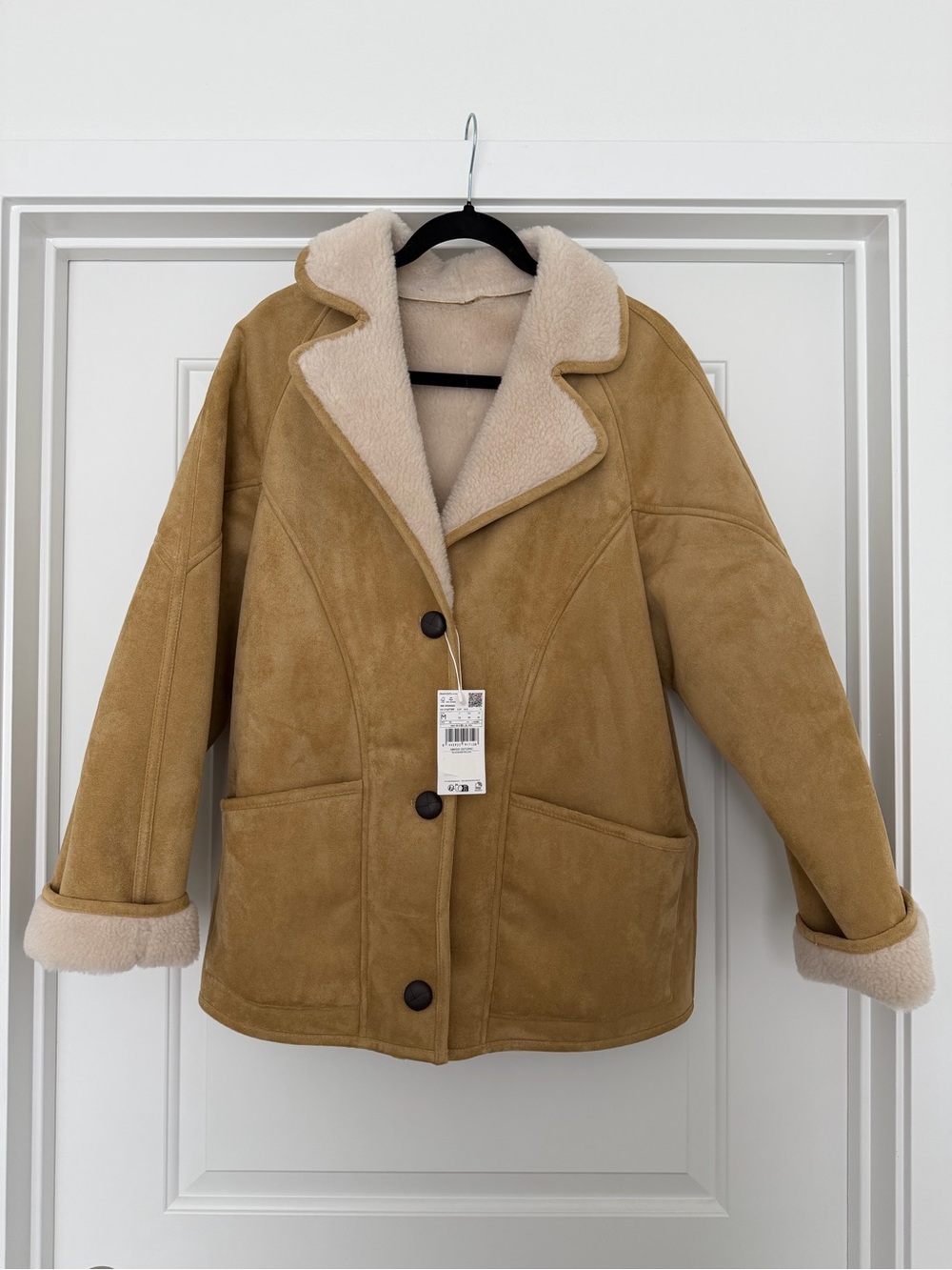 Mango Camel Faux Shearling Teddy Jacket